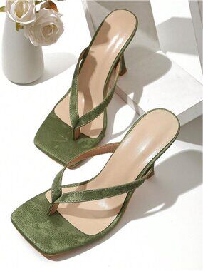 Classic Minimalist Striped Thong Women High Heel Sandals,Spring Summer